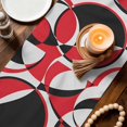 thumbnail image 3 of Red Geometric Table Runner 70 Inches, Modern Abstract Lines Textured Bed Runner Dresser Scarves Tabletop for Indoor Outdoor Parties/Ceremony/Banquet, 13" x 70", 3 of 9