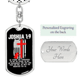 thumbnail image 2 of Be Strong And Courageous Firefighter Stainless Steel or 18k Gold Premium Swivel Dog Tag Keychain, 2 of 10