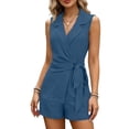 thumbnail image 3 of Tqcoqu 2 Piece Trendy Sets for Women Summer Outfits Wrap V Neck Blazer Vest Shorts Sets Casual Outfits,Light Blue,Women's S-XXL, 3 of 6
