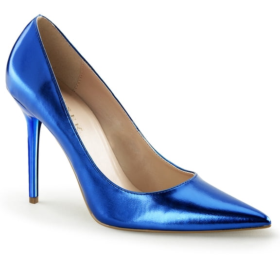 4" Pointed-Toe Pump - Blue Metallic Pu, 5