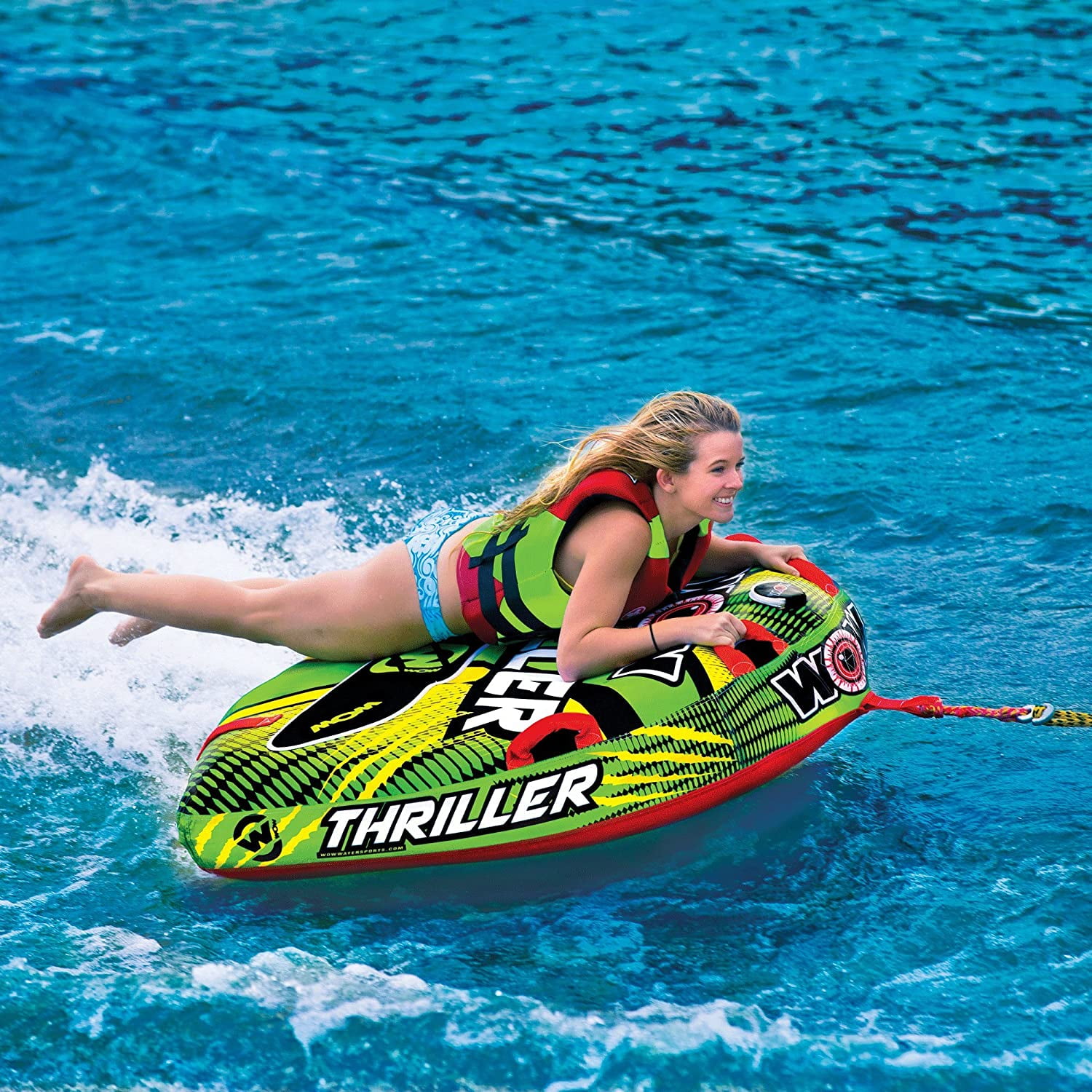 Wild Wake THRILLER Watersports Inflatable Water Tube Deck Boat Towable 