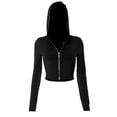 thumbnail image 5 of Tiqkatyck Crop Tops for Women, Long Sleeve Slim Fit Women's Flared Sleeve Tops Long Sleeve Hooded Shirts Crew Neck Crop Tops, Summer Tops for Women, Shirts for Women Black S, 5 of 8
