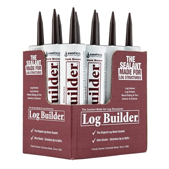 Sashco Log Builder Acrylic Latex Chinking Sealant, 10.5 oz Cartridge, Dark Brown (Case of 12)