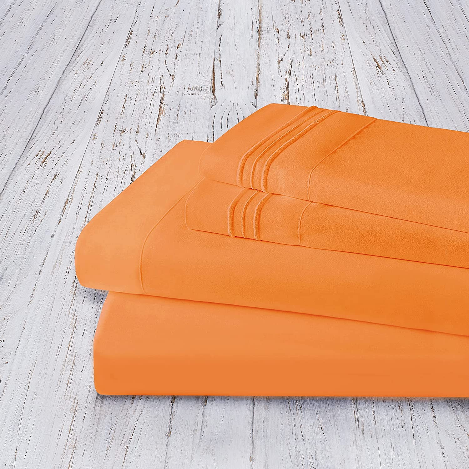 Bed Sheet Set - Brushed Microfiber Bedding - Bedding Sheets & Pillowcases - Deep Pockets - Easy Fit - Breathable & Cooling Sheets, Queen, Elite Orange