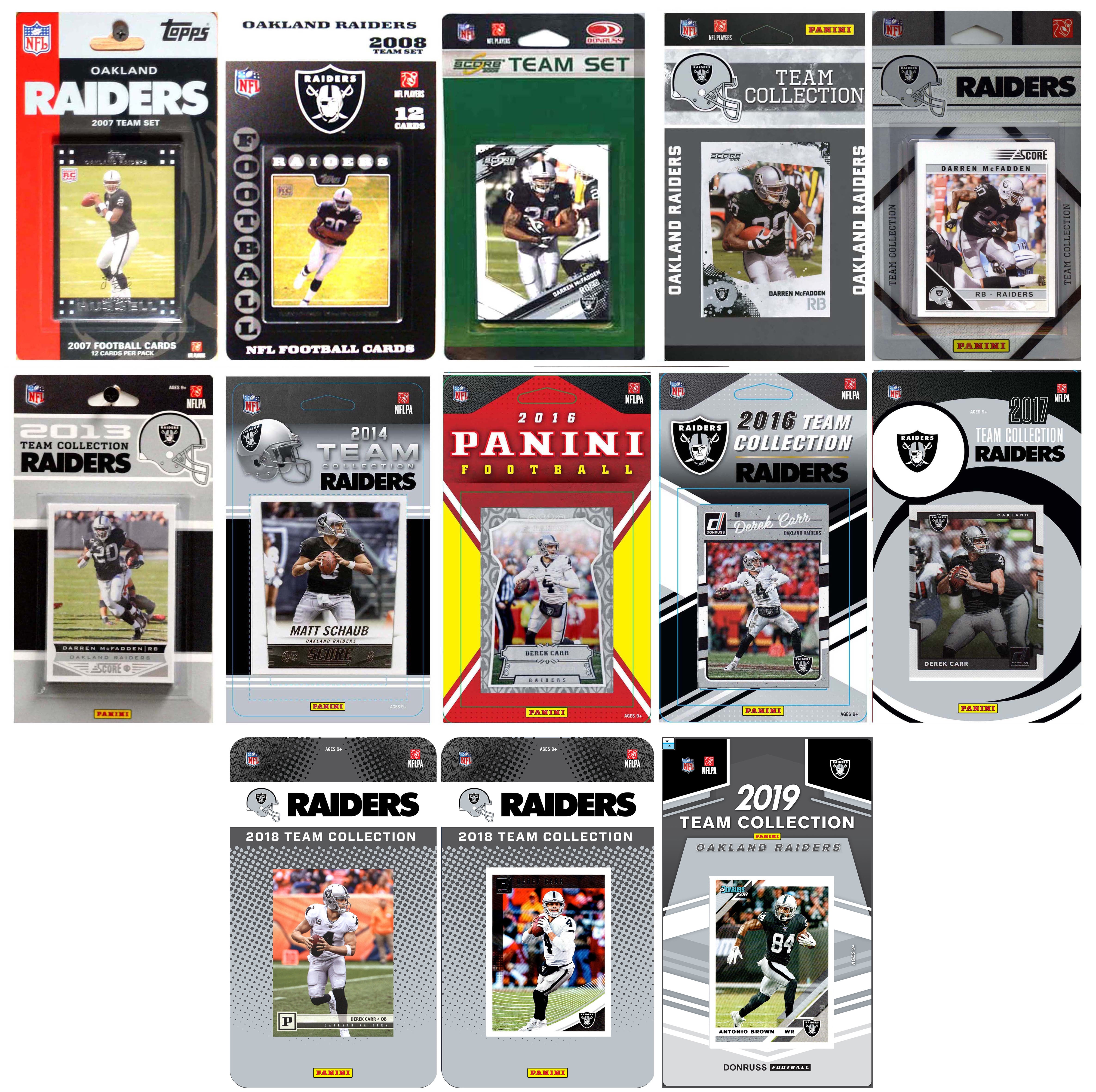 NFL Oakland Raiders 13 Different Licensed Trading Card Team Sets
