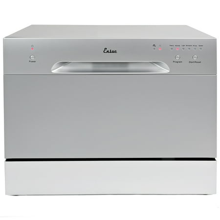 Ensue Countertop Dishwasher Energy Star Certified 6-Place 6-Program Setting, Silver