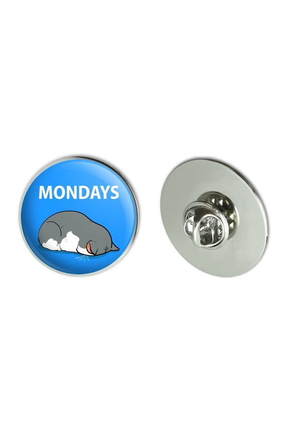 Mondays Cat Sleepy Tired Sleeping Work Metal 1.1" Tie Tack Hat Lapel Pin Pinback