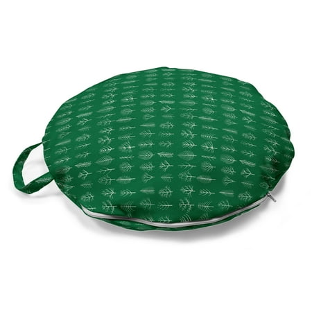 

Forest Round Floor Cushion with Handle Doodle Tree and Leaf Herbs Pattern Nature Birch Ash Maple Aspen Larch Oak Poplar Pillow for Living Room & Dorms 18 Round Green White by Ambesonne