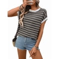thumbnail image 2 of Women'S Sweater Vest Striped Pullover Tank Top Round Neck Cap Sleeve Light-Weight Summer Casual Clothes Gray S, 2 of 9