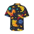 thumbnail image 3 of Easygdp Dinosaurs in Space Men's Hawaiian Shirts Print Lapel Short Sleeve for Beach, vacation, party, casual occasions - 3X-Large, 3 of 9