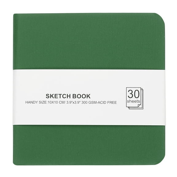 Uxcell 30 Sheet 300GSM/140lb Watercolor Sketchbook, Dark Green