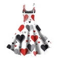 thumbnail image 4 of LWavelet 2026 Valentine's Trendy Cute Core Dress, Spaghetti Strap Heart Print Fitted Waist Flared Sundress White M, 4 of 4
