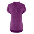 thumbnail image 4 of Aoiroe Women's Short Sleeve Shirts Henley Dressy Casual Summer Tops 2026 Spring Fashion Trendy Cute T-Shirts Purple 2XL, 4 of 8