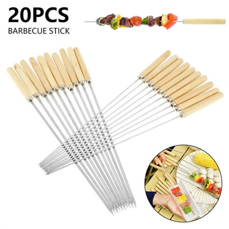 

Kyoffiie Barbecue Grilling Kebab Skewers Needle Stainless Steel Reusable BBQ Meat Sticks