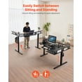 thumbnail image 2 of VEVOR L Shaped Desk, Electric Adjustable Height Corner Gaming Desk with Keyboard Tray and Dual Hooks, Heavy Duty L-Shaped Computer Table with Light Strip for Home Office, Easy to Assemble, Black, 2 of 9