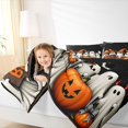 thumbnail image 3 of Homewish Halloween Boo Ghost Full Size Bedding Sets for Kids, Pumpkin Spider Web Bat Full Size Bed in a Bag, Black Reversible, 7pcs, 3 of 7