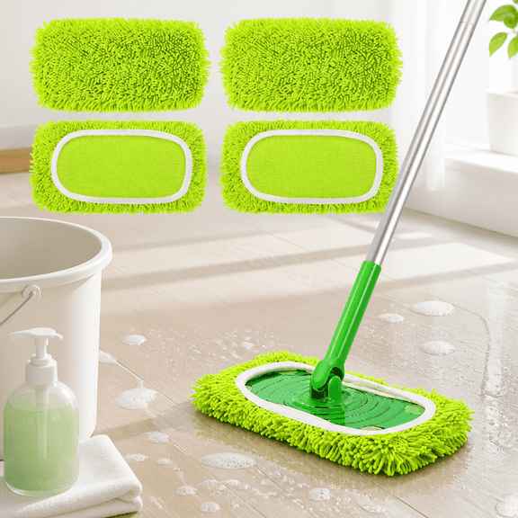 Reusable Microfiber Mop Pads for Swiffer Sweeper – 4-Pack Washable Wet & Dry Refills for Hardwood, Tile & Laminate (No Handle)