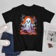 thumbnail image 3 of Cute Halloween Ghost T-shirt Short Sleeve Unisex Ghost Retro Graffiti Tee Top, 3 of 4
