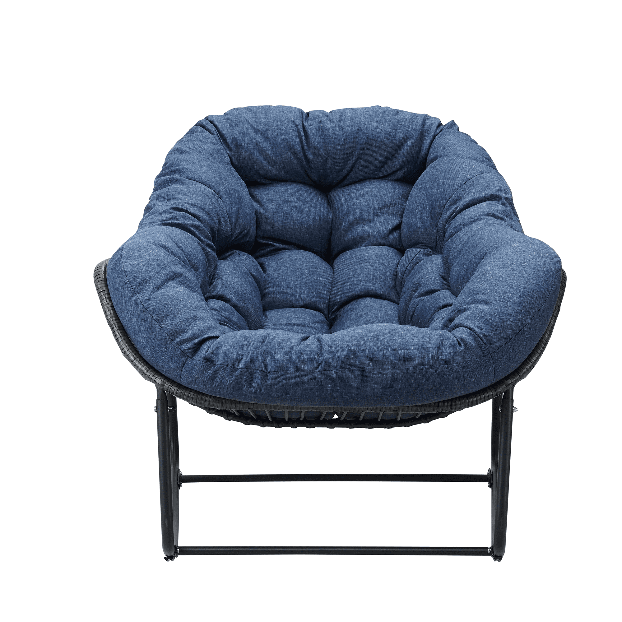Oversized Egg Rocking Chair with Thick Padded Cushion - Hand-Woven PE Rattan & Steel Frame for Indoor/Outdoor Relaxation