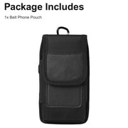 TSV Belt Phone Pouch, Nylon Cell Phone Holster, Pocket Carrying Pouch Fit for iPhone, Samsung Galaxy, Black