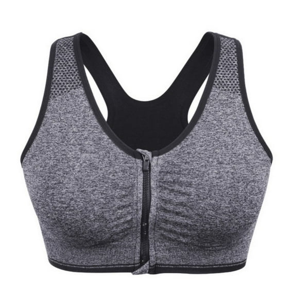 Women's Zip Front Sports Bra Wireless Post-Surgery Bra Active Yoga Sports Bras