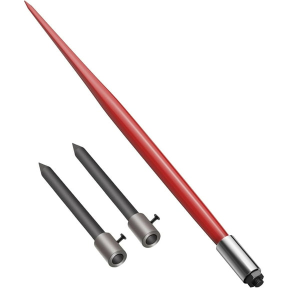 Pinypikaka 49" Hay Spear Bale Spear, Hay Bale Spear Bucket Attachment, Quick Attach Square Bale Spike with 2 Stabilizer Spears Hex Nut for Buckets Tractors Loaders