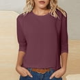 thumbnail image 2 of Oversized Tshirts for Women Women Casual Crewneck Print 3/4 Sleeve Soft Stretch Daily Top XXL, 2 of 6