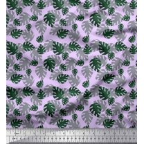 Soimoi Purple Heavy Canvas Fabric Monstera Leaves Print Sewing Fabric Yard 58 Inch Wide