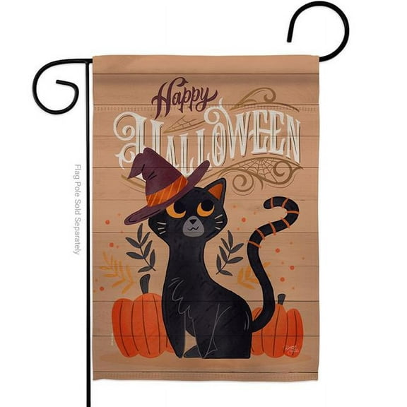 Breeze Decor G162101-BO Witchy Cat Garden Flag Fall Halloween 13 x 18.5 in. Double-Sided Decorative Vertical Flags for House Decoration Banner Yard Gift