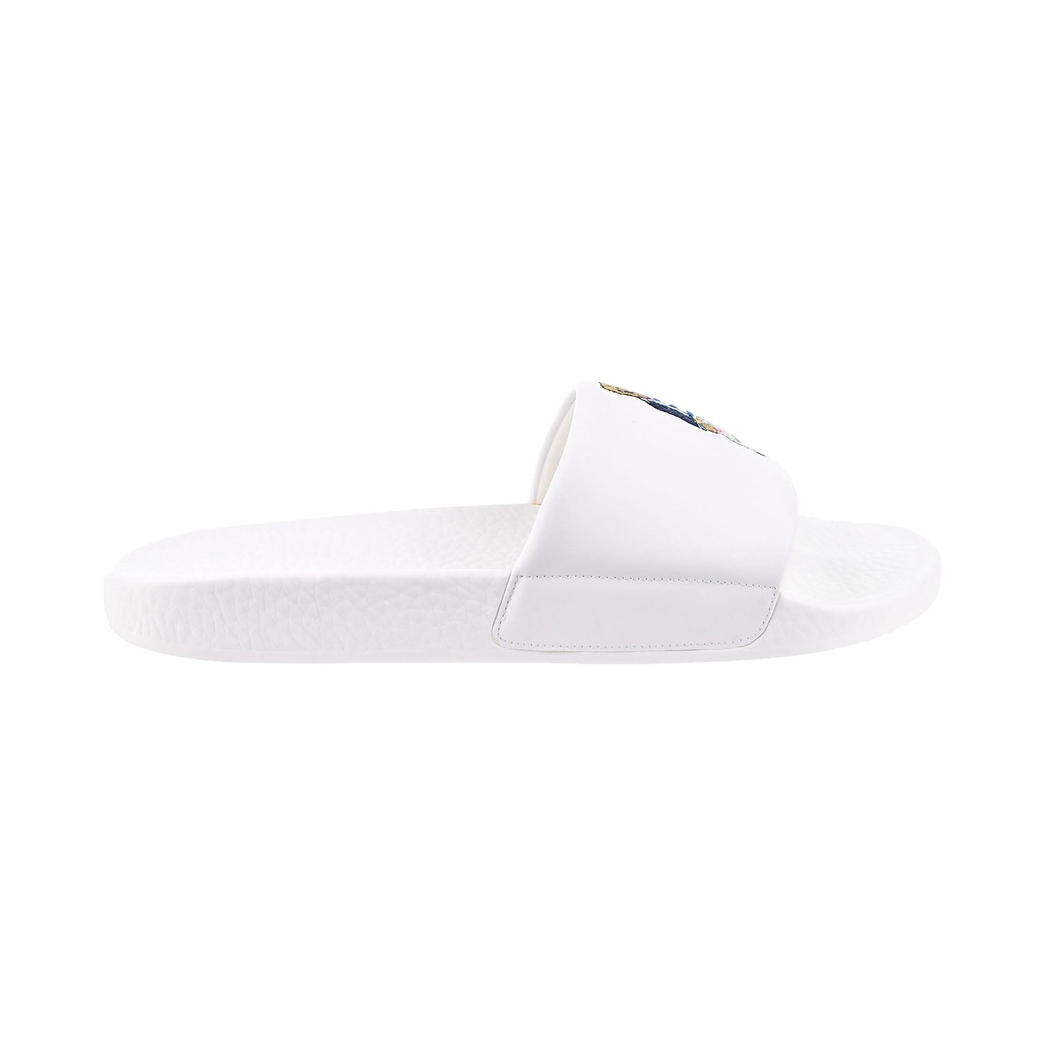 Polo by Ralph Lauren White Kids Slide Sandals with Bear in Red Top White Polo Ralph Lauren Polo Bear Slides | SVD main image 3
