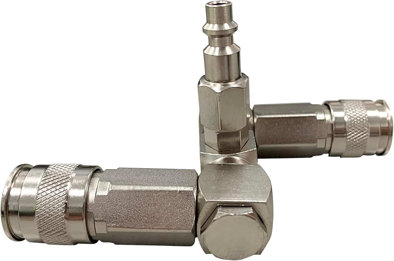 MKEUDQ-Air Compressor Accessories,2-Way Air Hose Splitter,1500 Psi Max Working Pressure Air Compressor Parts,360 Degree Swivel Design Air Hose Splitter