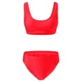 thumbnail image 6 of Swimming Suits for Women 2 Piece Bathing Suits Women Two Piece Neck Bikini Crop Top High Cut Swimsuit Sporty High Waisted Bathing Suit With Bottoms, 6 of 6