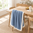 Ribbed Blue Throw Blanket For Couch Fiber Knit Stripe Throws Soft Fuzzy ...