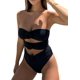 thumbnail image 1 of AmShibel Traje de baño de una pieza entrecruzado para mujer, traje de baño sexy con control de barriga, bikini de entrenamiento de natación calado de malla, 1 of 4