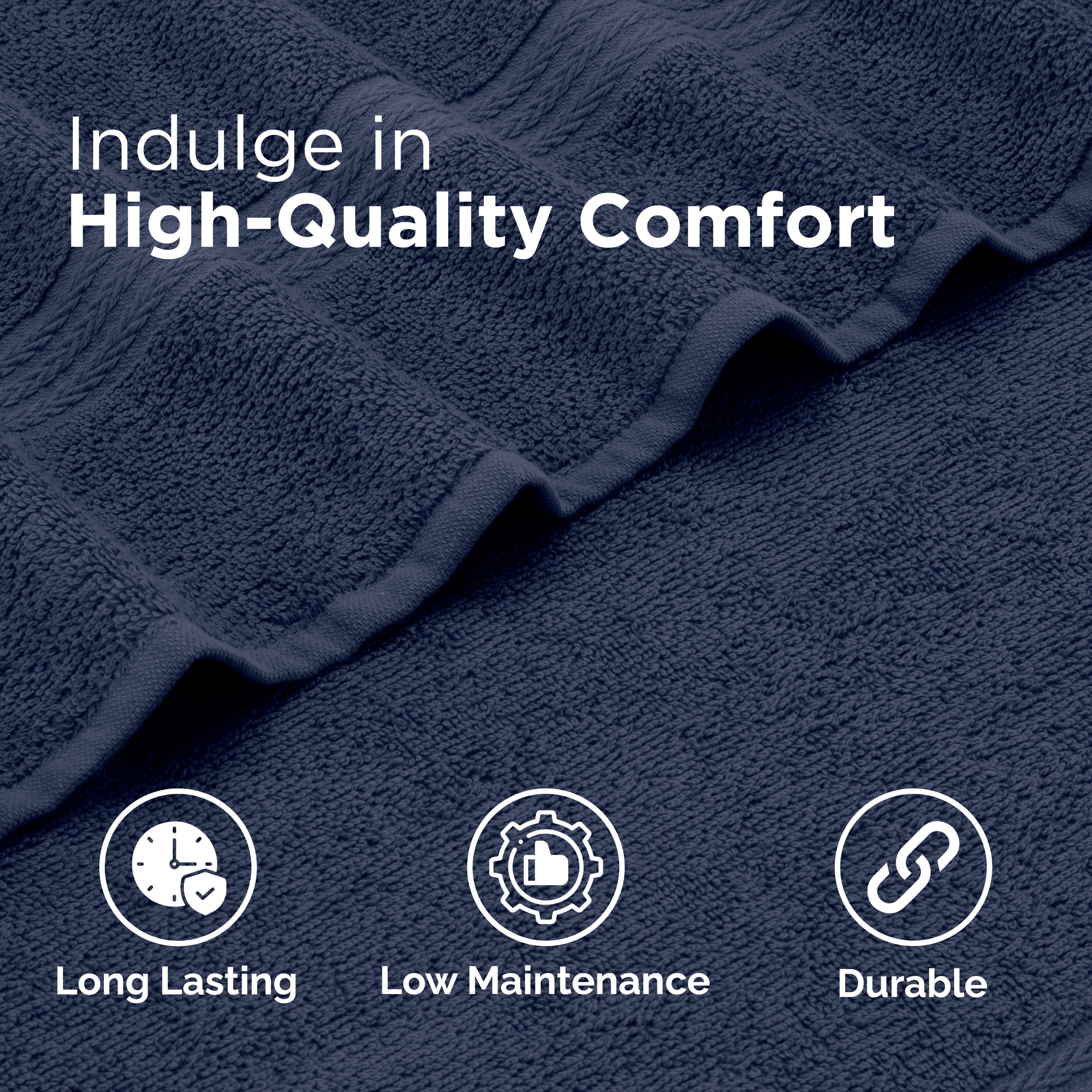 Martex Easy Living 6-Piece Cotton Towel Set, Soft & Quick-Dry Towels, Navy