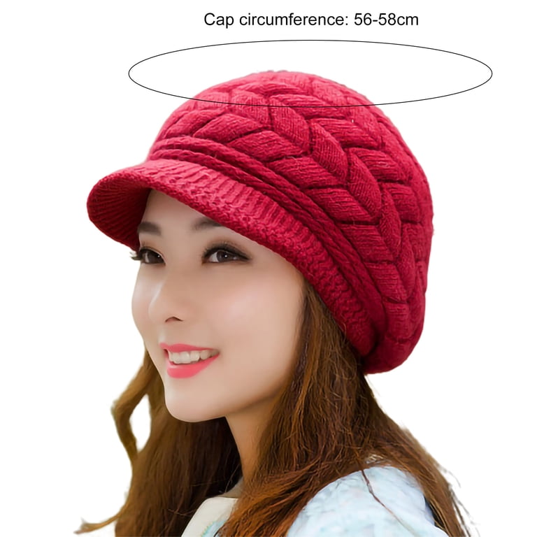 2 Packs Women\'s Winter Warm Knit Hat Wool Snow Ski Caps with Visor s-l400.jpg main image 4