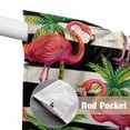 thumbnail image 4 of Swag Valance Curtains for Windows, Pink Flamingo Light Filtering Kitchen Curtains with Rod Pocket, Palm Leaf Black Striped Tropical Plant Window Treatment Valances for Living Room, 28x36 - 2 PCS, 4 of 9