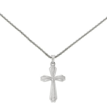 14kt White Gold Textured and Polished Passion Cross Pendant