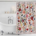 thumbnail image 2 of Pink Flowers Shower Curtain Set - Long 72" x 84" Washable Bathtub Curtain with 12 Hooks, Spring Farmhouse Floral Leaves Vintage Waterproof Fabric Stall Shower Curtains for Bathroom/Bathtub Décor, 2 of 6