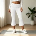 thumbnail image 6 of MLCDZ Women's Flare Capri Leggings with Pockets Tummy Control Elastic High Waisted Bootcut Yoga Pants Workout Sports Lounge Capris, 6 of 9