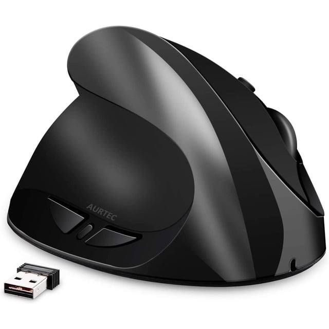 Ratón para zurdos, ratón vertical ergonómico inalámbrico recargable de 2,4 G con receptor USB, 6 botones y 3 DPI ajustables 800/1200/1600 para zurdos, negro ACTIVE Biensenido a ACTIVE