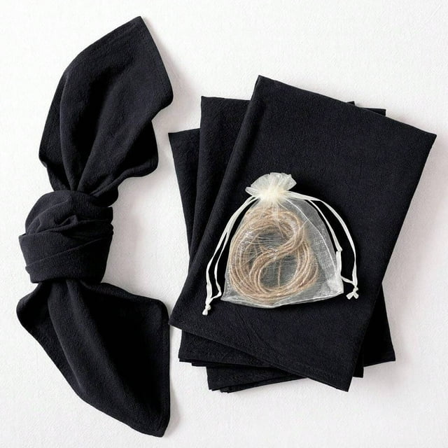Xiao Hua Servilletas de tela, paquete de 8, 30 x 30 cm, servilletas de algodón negras para la mesa, lavables, reutilizables (no incluye cuerda de algodón).