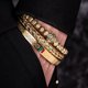 thumbnail image 4 of Pulsera trenzada hecha a mano de lujo para hombres, pulsera de acero inoxidable con cabeza de leopardo, esmalte verde y rojo, joyería de pavé CZ, envío directo, 4 of 4