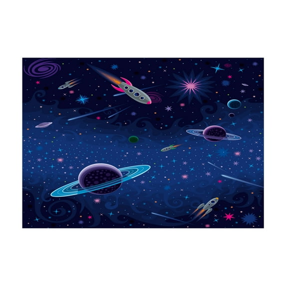 Ambesonne Outer Space Jigsaw Puzzle, Orbit Rocket Galaxy, Heirloom-Quality Fun Activity for Family Durable Cardboard, 1000 pcs, Indigo and Black