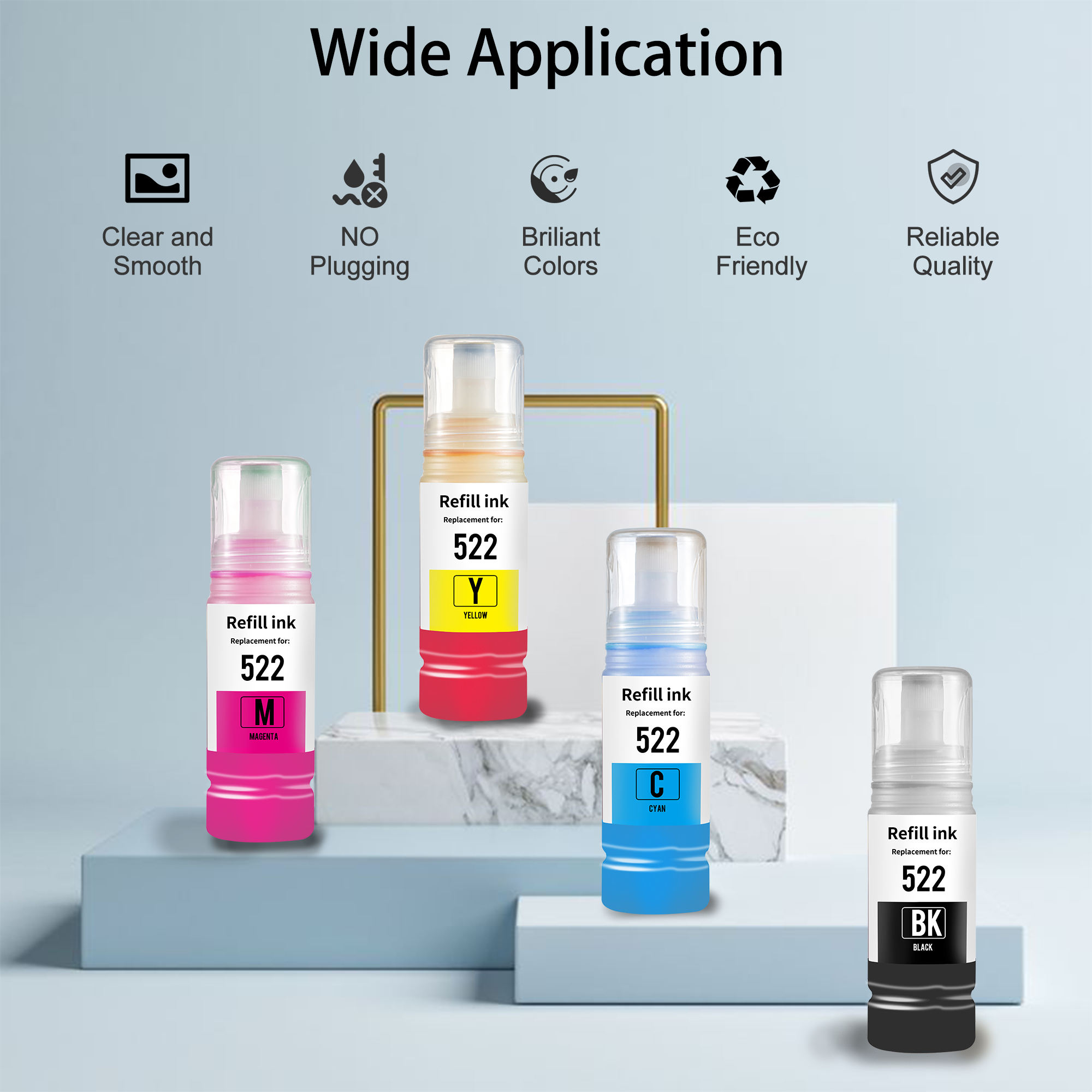 522 Ink Bottles Replacement for Epson ET2720 ET2800 ET2803 ET4700 ET2400 ET4800 ET-4810 Printer Ink Refill(4 Pack)