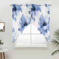 thumbnail image 5 of Blue Floral Spring Kitchen Window Curtains, Swag Curtains Valance for Bedroom Living Room Bathroom, Retro Watercolor Botanical Summer Rod Pocket Window Treatment Curtain Block Drapes 2 Panels 36"x36", 5 of 9
