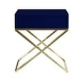 thumbnail image 5 of Jakob Navy/Gold Sidetable/Nighstand - Square Lacquer-Finish Gold Steel, X-Metal Legs, 5 of 8