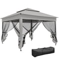 thumbnail image 1 of 11'x11' Pop Up Canopy 2-Tier Soft Top Gazebo w/ Mesh Netting, Light Grey, 1 of 10