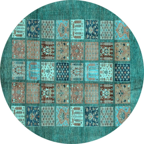 Ahgly Company Indoor Round Abstract Light Blue Modern Area Rugs, 5' Round