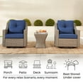 thumbnail image 2 of CHITA 3-Piece Outdoor Wicker Patio Furniture Set with Swivel Glider Chair, Outdoor Gray Wicker Chair with Cream Cushion, Blue, 2 of 11